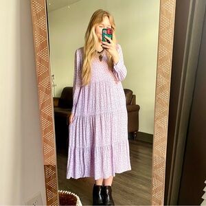 Target A New Day Lavender Floral Long Sleeve Midi Dress